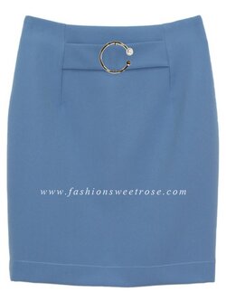 SK-403 กระโปรงแฟชั่น&ทำงาน ทรงดินสอ ผ้า GALAXY สีฟ้า