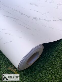 Premium Wallpaper Sticker "หินอ่อนขาวริ้วเทาเคลือบด้าน" หน้ากว้าง 122cm x1m (สั่งมากกว่า 1m ตัดยาวต่อเนื่องให้ค่ะ)