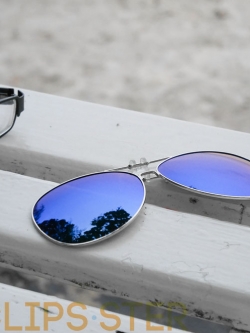 คลิปออนกันแดด Clipsster รุ่น Aviaster C เลนส์ปรอทฟ้า กรอบเงิน