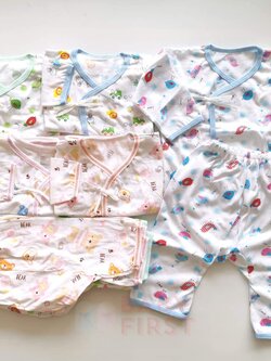 Setชุดผูกหน้าแขนยาว6ตัว+กางเกงขายาว 6ตัว (แรกเกิด-6เดือน)