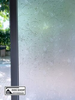 PVC สุญญากาศติดกระจก "ฝ้าขุ่นริ้วดอกไม้" หน้ากว้าง 90cm x 100cm