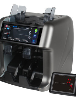 Uni-SMART US-195 เครื่องนับมูลค่าธนบัตร นับเงิน พร้อมตรวจธนบัตรปลอม แบบป้อนหน้าเครื่อง Banknote counter Front loading