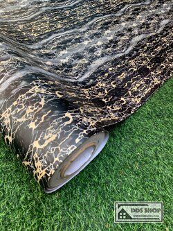 Wallpaper Sticker "หินอ่อนสีดำริ้วเงินเมทาลิคและทอง" หน้ากว้าง 122cm x 1m (สั่งมากกว่า 1m ตัดยาวต่อเนื่อง)