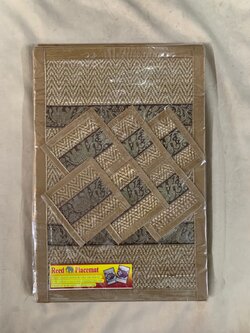 ที่รองจานและที่รองแก้วเสื่อกก สีเทาทอง