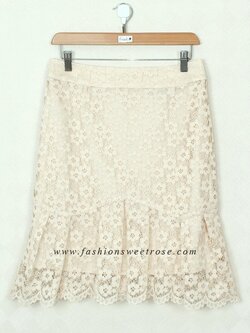 SK-387 กระโปรงแฟชั่น กระโปรงทำงาน ทรงย้วย ผ้าลูกไม้เนื้อนิ่มสีครีม