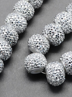 ลูกปัดยุโรปรูใหญ่ เรซิ่นระยิบระยับ ขนาด 14x10mm รู 5 mm 5 เม็ด