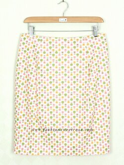 SK-377 กระโปรงแฟชั่น&ทำงาน ทรงสอบ Twin Pleated Skirt ผ้าคอตต้อนญี่ปุ่นพิมพ์ลายดอกไม้