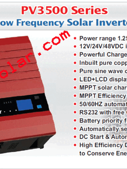 อินเวอร์เตอร์พร้อมโซล่าชาร์จเจอร์ขับมอเตอร์ 1HP/2HP/3HP pure sine wave with solar charge controller