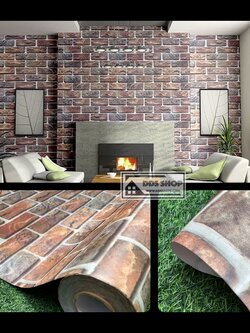 วอลเปเปอร์มีกาวในตัว เนื้อหนา เกรดพรีเมี่ยม "อิฐบล็อค 2020 สีส้มน้ำตาล" หน้ากว้าง 122cm x 1m (สั่งมากกว่า 1m ตัดยาวต่อเนื่อง)