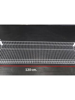 ตะกร้าพร้อมแขนเกี่ยว ขนาด 30x120cm. สีขาว ตะแกรงชั้นวาง เป็นอะไหล่เสริมชั้นวางร้านค้า ร้านมินิมาร์ท ร้านสะดวกซื้อ