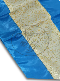 ผ้าคาดเตียงมงคลคชพงศ์สีฟ้าครามฝรั่ง