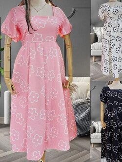 A104 เดรส สาวอวบ ออกงานแต่ง งานบวช ก็น่ารัก อกได้ถึง50 มี 3 สี ขาว ดำ ชมพู อก42-50