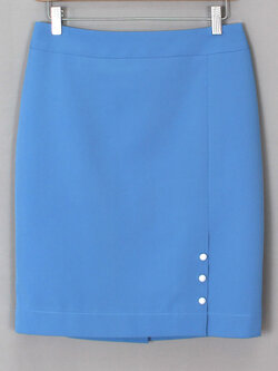 SK-447 กระโปรงแฟชั่น&ทำงาน ทรงสอบ ผ้าไหมอิตาลีสีฟ้า