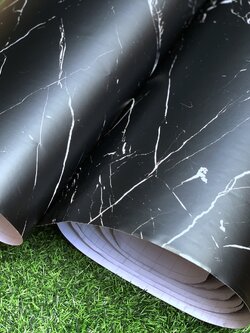 วอลล์เปเปอร์แบบมีกาวในตัว "ลายหินอ่อนสีดำเนื้อแมท" หน้ากว้าง 1.22m x 100cm (สั่งมากกว่า 1m ตัดยาวต่อเนื่องให้ค่ะ)