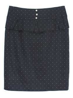 SK-477 กระโปรงทรงสอบ ผ้าคอตต้อนญี่ปุ่นพิมพ์จุดเล็กๆสีพื้นโทนน้ำเงินเข้ม