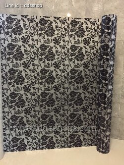 PVC สูญญากาศติดกระจก "Black Flower" หน้ากว้าง 90 cm x 100cm