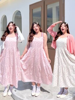 A201 เดรส สาวอวบ สม็อคหลัง มาพร้อมเสื้อคลุมจะรับเฉพาะเดรสอย่างเดียวก็ได้ ขาว ชมพู อกได้ถึง50นิ้ว