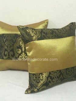 ผ้าคาดเตียงลายหลุยส์สีดำทองขนาด 35*250 ซม.