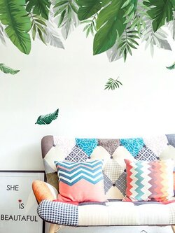 สติ๊กเกอร์ติดผนังตกแต่งบ้าน Highest PVC "Green tropical Plant"