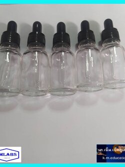 ขวดแก้วหยดสารสีใสขนาด 15มล.5 ขวดต่อชุด