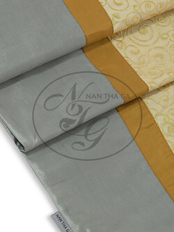 ผ้าคาดเตียงทองเรือนแก้วสีเทาสวาด