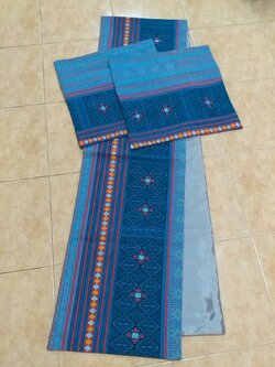 เช็ทผ้าฝ้ายอาข่าสีฟ้า