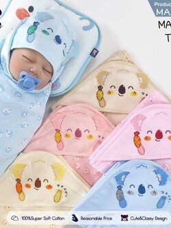 ผ้าห่อตัวสำเร็จเนื้อคอตตอน100% 30*30นิ้ว ลายโคล่า