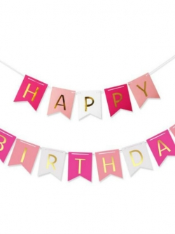 ธงราวสี่เหลี่ยมHAPPY BIRTHDAY (ตัวทอง)