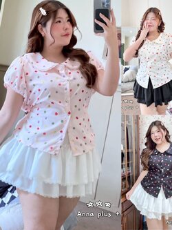 A246 เสื้อ สาวอวบ ลายจุด มาพร้อมกระโปรงซ้อนชั้น รับแยกเฉพาะกระโปรงหรือเสื้อก็ได้ เสื้อ ขาว ดำ ชมพู กระโปรง ขาว ดำ อก40-50นิ้ว มาพร้อม กระโปรงซ้อนชั้น เอว 34-42นิ้ว