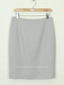 SK-392 กระโปรงแฟชั่น&ทำงาน ทรงดินสอ ผ้า Rose Skinny สีเทา สไตน์เรียบหรู