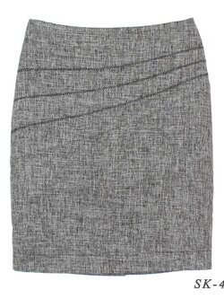 SK-434 กระโปรงทรงสอบ ผ้าคอตต้อนลินินไอริส สีดำ