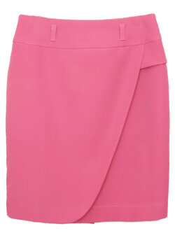 SK-443 กระโปรงทรงสอบ ผ้า Double Twist สีชมพู