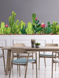 สติ๊กเกอร์ติดผนังตกแต่งบ้าน Highest PVC "Succulent Cactus Pot Plant"