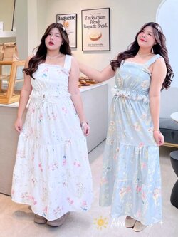 A214 ต้อนรับลมร้อน ชุดเซ็ทสาวอวบ 2ชิ้น เสื้อมาพร้อม กระโปรง อกได้ถึง50นิ้ว หน้าผ้า52นิ้ว ฟ้า ขาว อก 40-50 นิ้ว