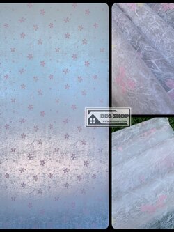 PVC สูญญากาศติดกระจก "Pink Flower" หน้ากว้าง 90 cm x 100cm (สั่งมากกว่า 1m ตัดยาวต่อเนื่อง)