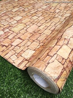 วอลล์เปเปอร์แบบมีกาวในตัว "ลายหินกาบสีส้ม" หน้ากว้าง 1.22m x1m (สั่งมากกว่า 1m ตัดยาวต่อเนื่อง)