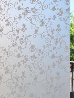 S-Series สติ๊กเกอร์ฝ้าติดกระจกแบบมีกาว "White Graphic Flower" Size 91cmx1m : สั่งมากกว่า 1m ตัดยาวต่อเนื่องไปค่ะ