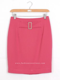 SK-402 กระโปรงแฟชั่น&ทำงาน ทรงดินสอ ผ้าโพลีเอสเตอร์สี Pink Candy