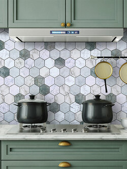 ขนาดพิเศษ 60cmx 5m : สติ๊กเกอร์อลูมิเนียมฟอยด์ติดครัวกันน้ำมัน "Mosaic"