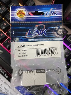 " ราคาพิเศษ " LINK IN-LINE COUPLER CAT 5E ตัวต่อสายตัวเมีย 2 ด้าน (US-4005)