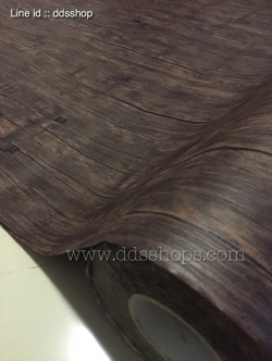 Wallpaper Sticker วอลล์เปเปอร์แบบมีกาวในตัว "ลายไม้เก่า สีน้ำตาลเข้ม" หน้ากว้าง 1.22m x 1m (สั่งมากกว่า 1m ตัดยาวต่อเนื่อง)