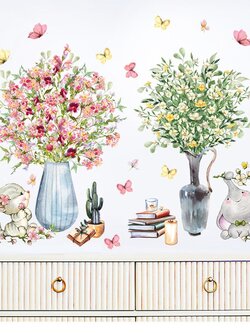สติ๊กเกอร์ติดผนังตกแต่งบ้าน Highest PVC "Floral Vase 1"
