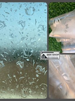 PVC สูญญากาศติดกระจกป้องกัน UV "Flower 3D Glass" หน้ากว้าง 90 cm