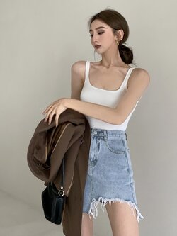 Gummy jeans skirt กระโปรงยีนส์สั้น