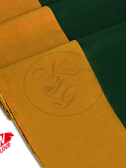 ผ้าคาดเตียงทูโทนสีไทยโทน สีเหลืองเพียงทอง