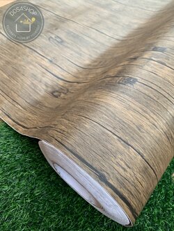 Wallpaper Sticker วอลล์เปเปอร์แบบมีกาวในตัว "ลายไม้สีน้ำตาล" หน้ากว้าง 1.22m x 100cm