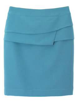 SK-471 กระโปรงทรงสอบ ผ้า Double Twist สีฟ้า