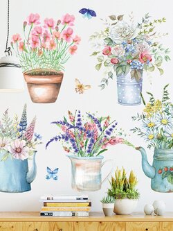 สติ๊กเกอร์ติดผนังตกแต่งบ้าน Highest PVC "Classic Flower Pot"