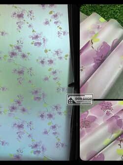 PVC สูญญากาศติดกระจก "Violet Flowers" หน้ากว้าง 90 cm x 100cm