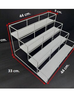 ชั้นวาง 4 ชั้น ตั้งบนเคาน์เตอร์ รุ่นพื้นเรียบ ขนาด 33x44x24 cm. ชั้นวางตั้งโต๊ะ ชั้นวางขั้นๆ ชั้นวางลูกอม หมากฝรั่ง